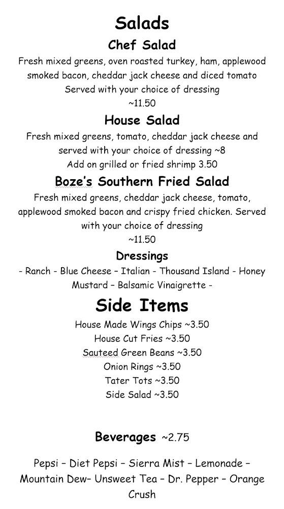 Boze's Restaurant and Bar Menu image 4